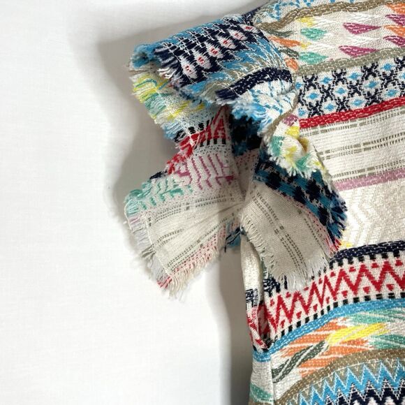 Ivy Jane Colorful Serape Poncho Shirt Boho Fringe Aztec Blanket L Western Mexico - Picture 3 of 8